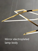 Axyaa Modern Minimalism Gold Steel Hexagon LED Chandelier - Dimmable Pendant Light for Home and Bedroom