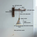 Axyaa Walnut Wood LED Wall Lamp with Switch, Ceramic Japan Style, Interior Living Room Light