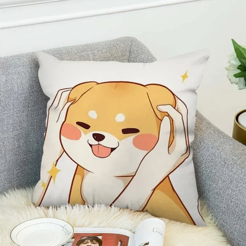 Axyaa Shiba Inu Cushion Cover 45x45cm for Bed or Chair Decor
