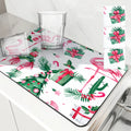 Flamingos Square Dry Mat: Axyaa Absorbent & Anti-slip Cup Drainer