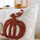 Axyaa Chenille Plush Pumpkin Embroidered Cushion Cover for Home Decor
