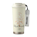Axyaa Stainless Steel Ceramic Insulated Water Cup with Large Capacity Straw