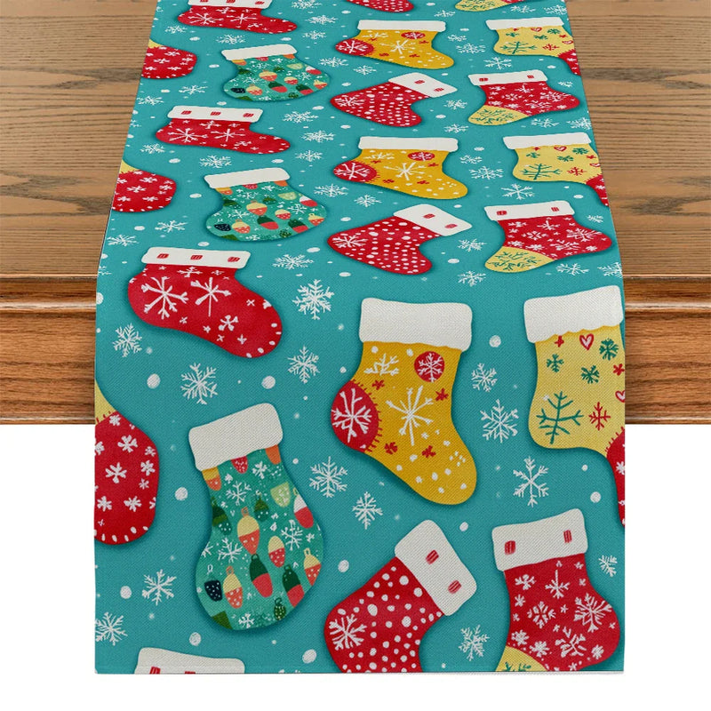 Axyaa Snowflake Cartoon Table Runner for Festive Dining Decor
