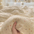 Axyaa Cloud Super Soft Kapok Mattress in Cream Wind Wrinkled Double-Layer Yarn - 4-Piece Set