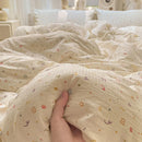 Axyaa Cloud Super Soft Kapok Mattress in Cream Wind Wrinkled Double-Layer Yarn - 4-Piece Set