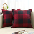 Axyaa Plaid Check 50x50cm Pillow Cover Cotton Linen Home Decor Sofa Cushion