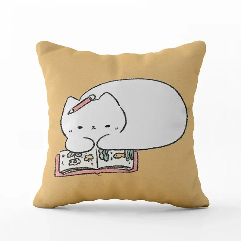 Cute Cat Pillowcase by Axyaa: Modern Design Home Decor Cushion Cover for Sofa
