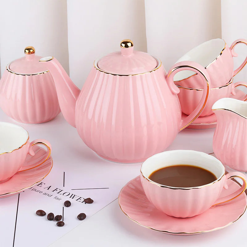 Axya European Style White Bone Teaware Set for Coffee & Afternoon Tea