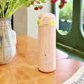 Axyaa Kawaii Stainless Steel Coffee Thermos Cup Insulated Tumbler with Straw & Handle