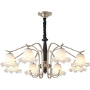 Axyaa Brushed Glass Flower Chandelier Pendant Light Vintage Hanging Lamp for Dining Room