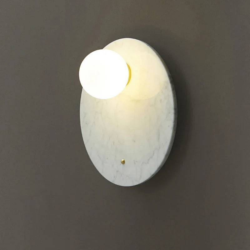Axyaa Circular Green Marble Sconce LED Wall Lamp