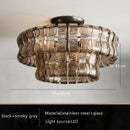 Axyaa Smoke Gray Glass Chandeliers: Classic Round Gold Lustres for Home Ceiling Lighting