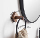 Axyaa Space Aluminum Towel Ring with Solid Wood Holder - Round Bathroom Towel Rack