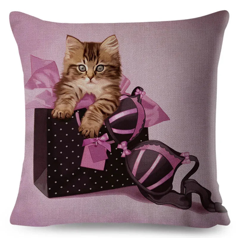 Axyaa Cartoon Dog Linen Pillowcase 45*45cm