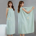Axyaa Women's Cotton Bath Towel Wrap Skirt Absorbent Long Style Bathrobe