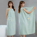 Axyaa Women's Cotton Bath Towel Wrap Skirt Absorbent Long Style Bathrobe