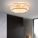Axyaa Modern Luxury Crystal Ceiling Lamp, LED Nordic Chandelier for Bedroom and Living Room, Round Black Gold
