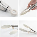 Axyaa 10 Silicone Non-Slip Cooking Clip Stainless Steel Kitchen Tongs BBQ Salad Tools