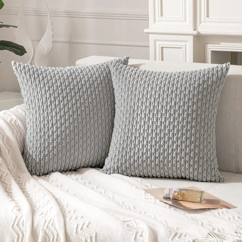 Axyaa Soft Striped Cushion Covers 20x20 Inch for Living Room Decor