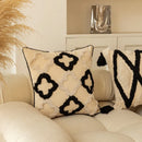 Axyaa Boho Black White Check Velvet Circle Pillowcase 45x45 Luxe Headboard Cushion Cover
