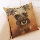 Axyaa Funny Pet Dog Pattern Linen Cushion Cover 45x45cm for Home Decor