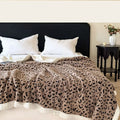 Axyaa Leopard Print Flannel Nap Blanket, Warm for Autumn/Winter