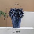 Axyaa Deep Blue Flower Clusters Ceramic Vase for Elegant Desk & Room Decor