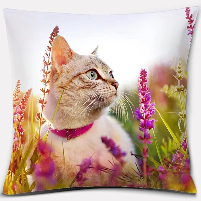 Axyaa Cat Series Pillowcase: Cute Living Room Sofa Cover for Home Decoration