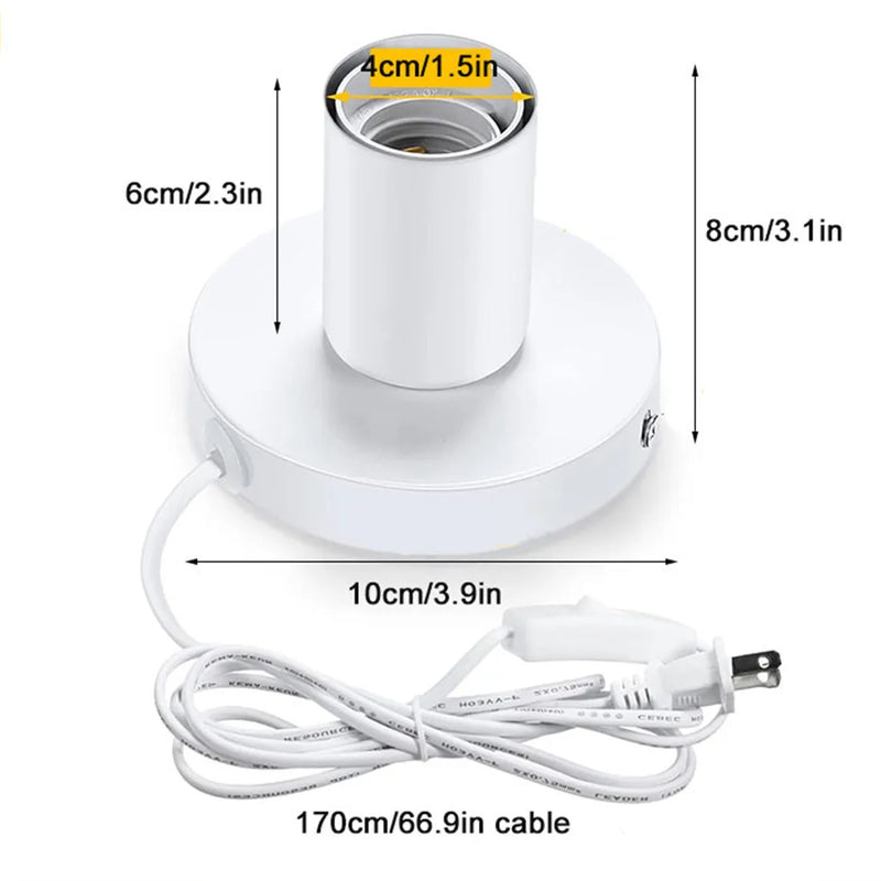 Axyaa Small White Industrial Table Lamp Base with Polished Metal E26 E27 Holder