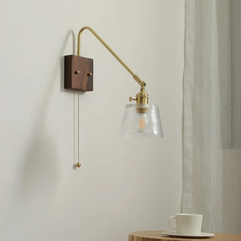 Axyaa LED Wall Lamps: Modern Style for Bedroom, Bathroom, Living Room, Walnut Copper Fixtures