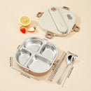 Axyaa Stainless Steel Divided Lunch Box Set with Cutlery