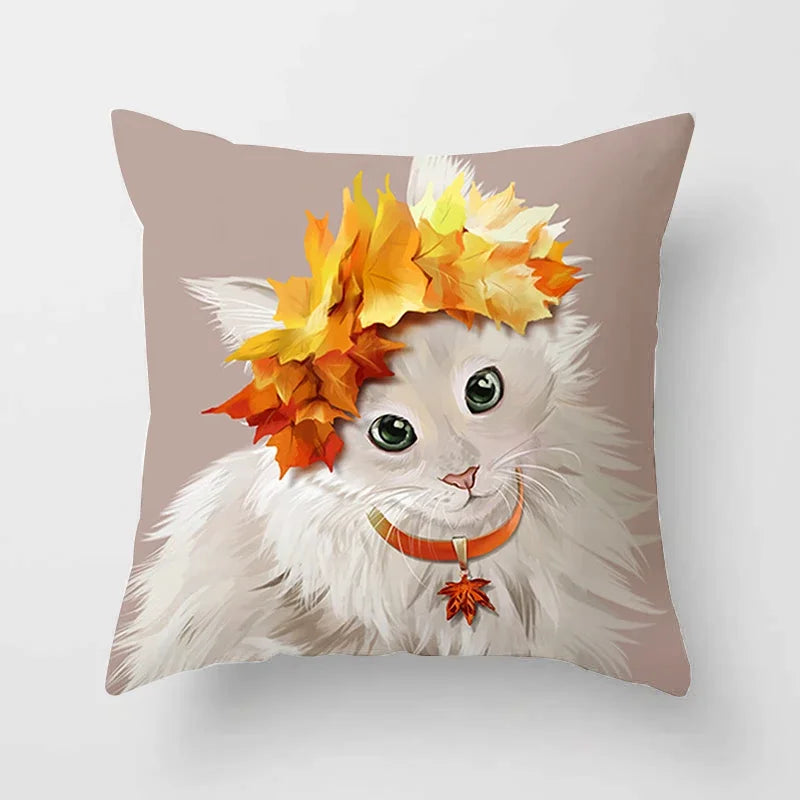 Axyaa Cartoon Cat Animal Sofa Cushion Cover - 45*45 Throw Pillow Home Decor