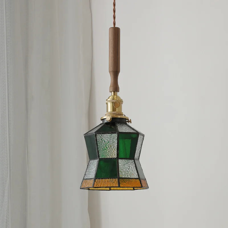 Axyaa Nordic LED Pendant Lamp Walnut Copper Glass Hanging Light Fixtures
