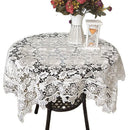 Elegant White Lace Tablecloth with Embroidered Roses by Axyaa for Various Occasions