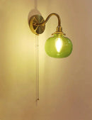 Axyaa Brass Wall Sconce with Multicolor Glass Globe – Modern Bedroom Wall Light