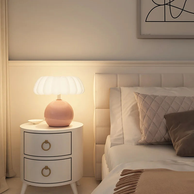 Axyaa French Style Mushroom Bedside Table Lamp for Children's Room