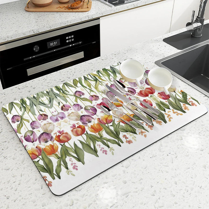 Axyaa Square Anti-slip Absorbing Dry Mat for Dishes and Cups