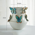 Axyaa Porcelain Butterfly Vase Relief - Handmade Flower Arrangement Accessories