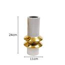 Axyaa Gold-plated Ceramic Vase with Artificial Flowers: Desk Decoration Floral Arrangement