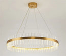 Axyaa Gold Crystal Chandelier LED Ceiling Light - Elegant Illumination for Your Home