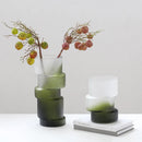 Axyaa Matte Green Bamboo Joint Glass Vase Geometric Terrarium Home Decoration