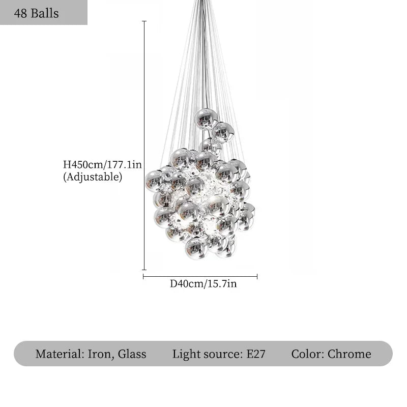 Luxury Glass Balls Ceiling Chandelier by Axyaa - Modern LED Staircase Pendant Light