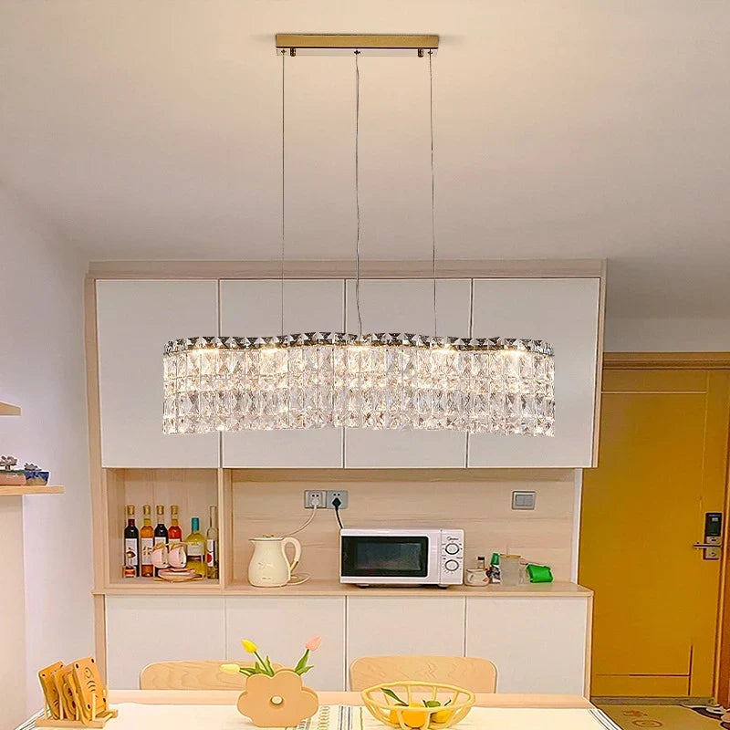 Axyaa Crystal Pendant Lights: Luxury Dimmable LED Hanging Lamp