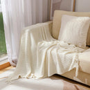 Axyaa Knitted Throw Blanket with Tassel - Summer Decor for Sofa & Bed