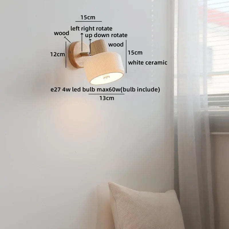 Axyaa Nordic LED Wall Sconce, Rotating White Ceramic Light for Home Decor