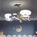 Axyaa Kids' Room Ceiling Fan with Bladeless LED Light Fixture and Remote Control