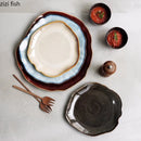 Axyaa Irregular Ceramic Steak Plate Pasta Sushi Dessert Serving Plate Molecular Cuisine