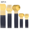 Axyaa 30-Piece Matte Stainless Steel Gold Dinnerware Set