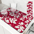 Axyaa Holly Berry Kitchen Drying Mat - Quick Dry & Antiskid Drain Pad