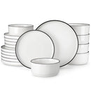 Axyaa 12/16/18/24 Piece Black Rim Dinnerware Sets with Standing Edge